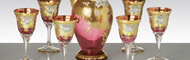 Manually decorated coloured glass